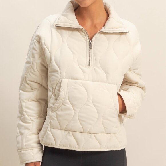 COMING SOON NOT WORRIED QUILTED QUARTER ZIP JACKET - Picture 1 of 3